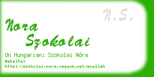nora szokolai business card